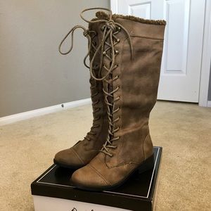 💕BRAND NEW💕 Lace-up Knee High Boots - Taupe